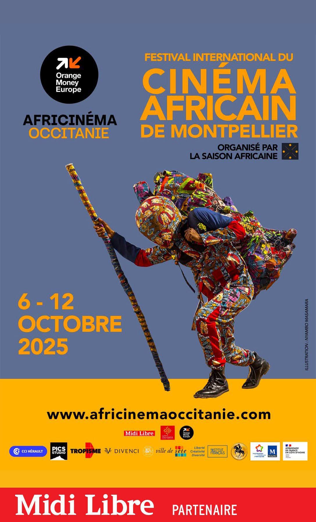 Affiche officielle de la 5ᵉ édition du Festival International du Cinéma Africain de Montpellier, du 6 au 12 octobre 2025